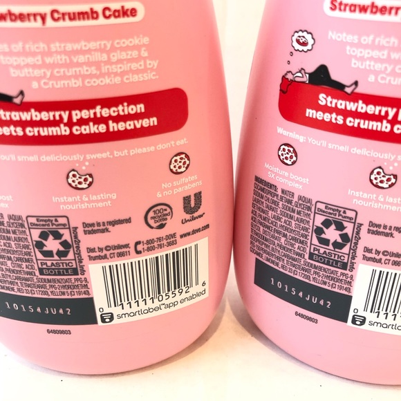 Dove x Crumbl Strawberry Crumb Cake Hand Wash 12 oz pack of 2 - Picture 3 of 3